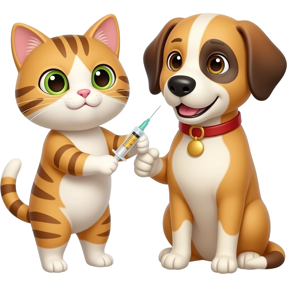 cat dog vacunando emoji