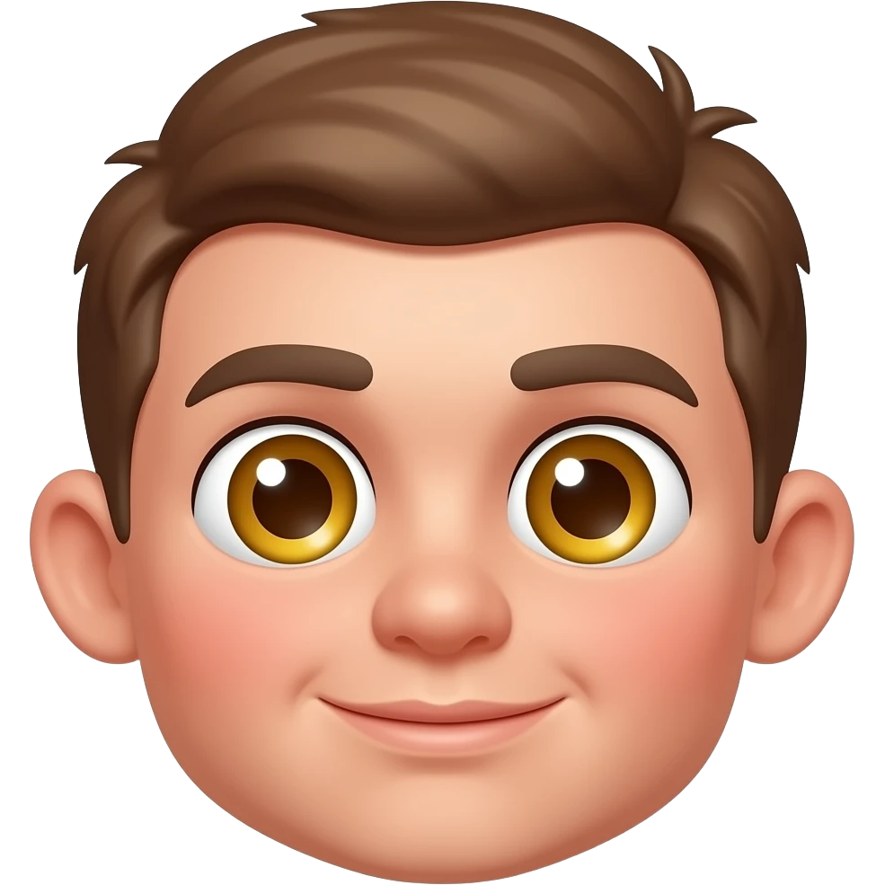 빨간 얼굴의 홍조를 하고 있는 노란 눈알   갈색 동공의 귀여운 만화 입체적 이모티콘 emoji