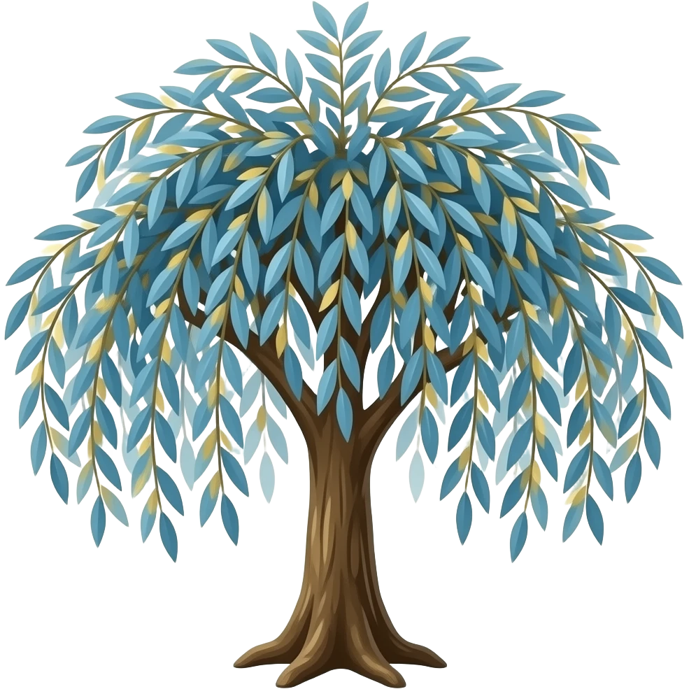 blue and gold small willow tree emoji