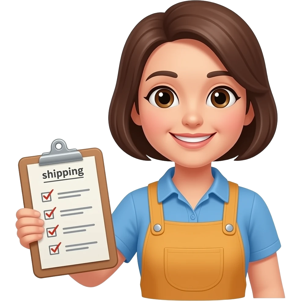 mother in the shop with a shopping list emoji