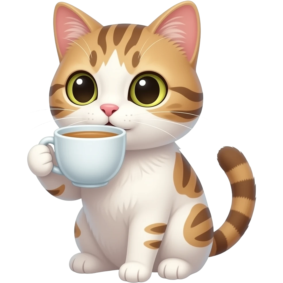 cute cat drinking tea emoji