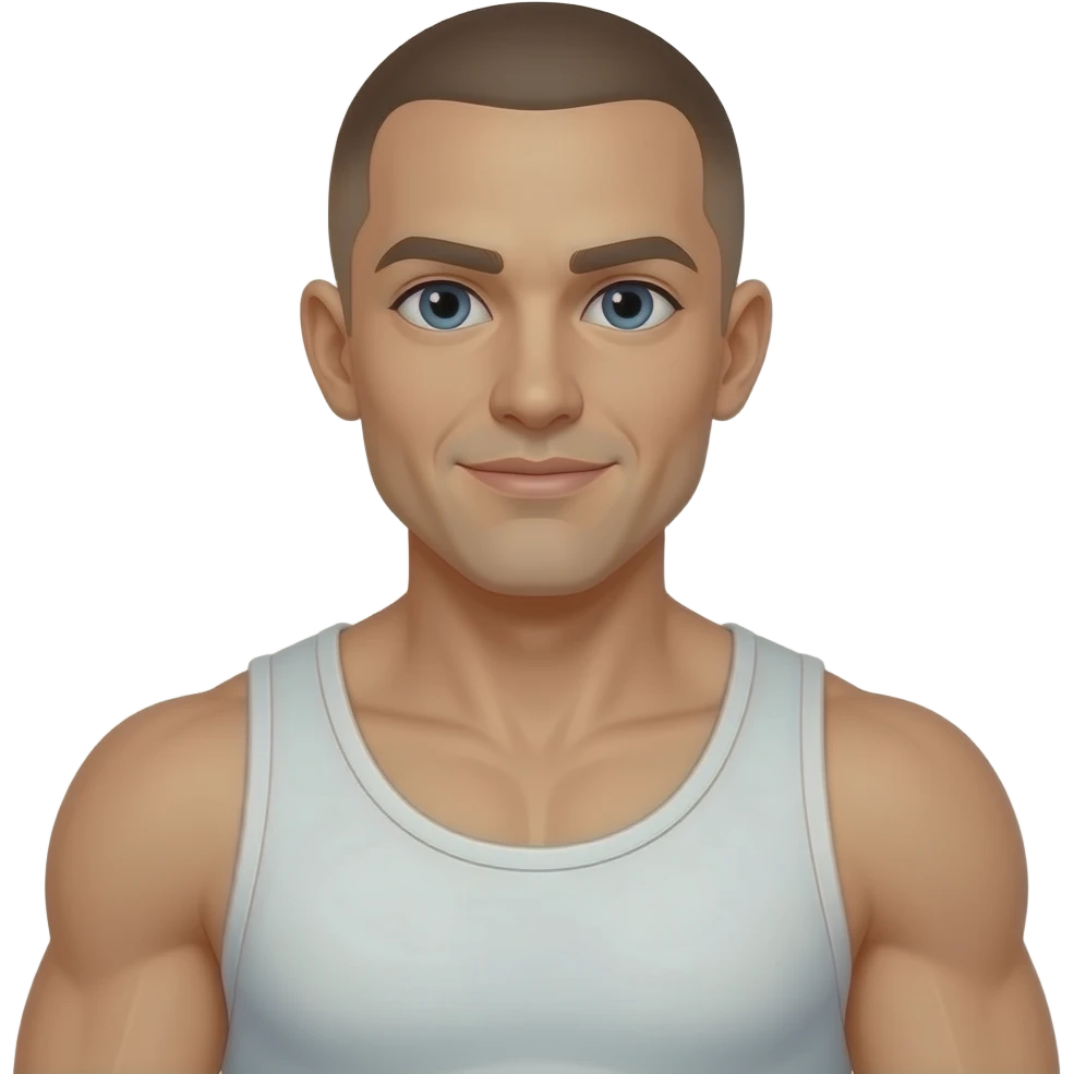 Bald muscle man emoji