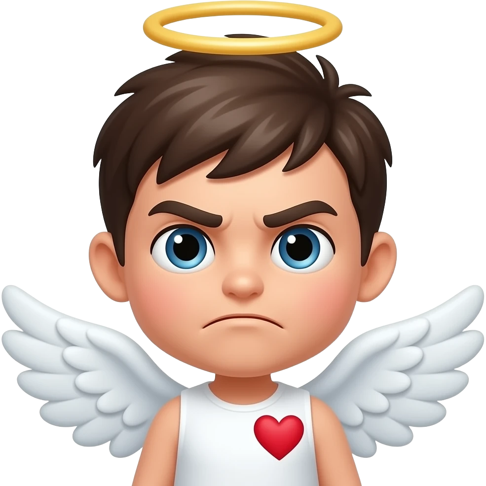 Grumpy cute cupid emoji