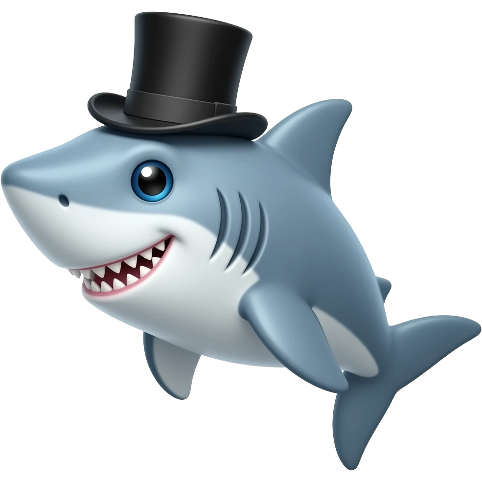 Shark with a top hat emoji