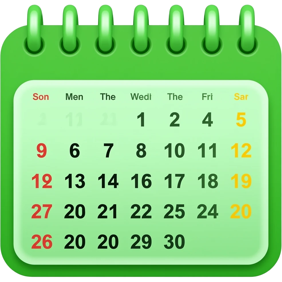neon green calendar emoji