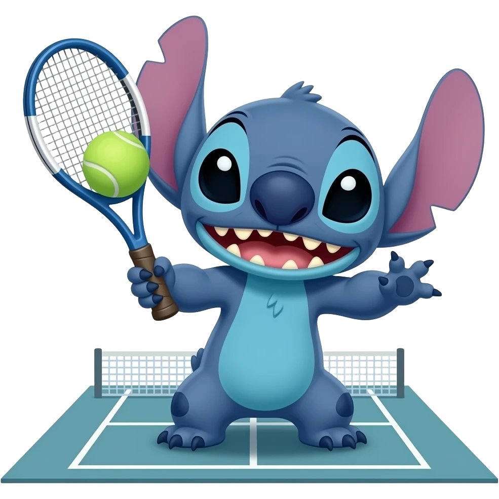 STITCH PLAYING TENNIS CLOSER TO ORIGINAL LOOK DISNEY STITCH emoji