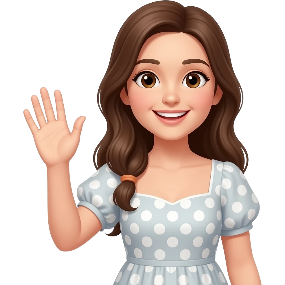 Jeune femme en entière qui fait au revoir aux autres emoji