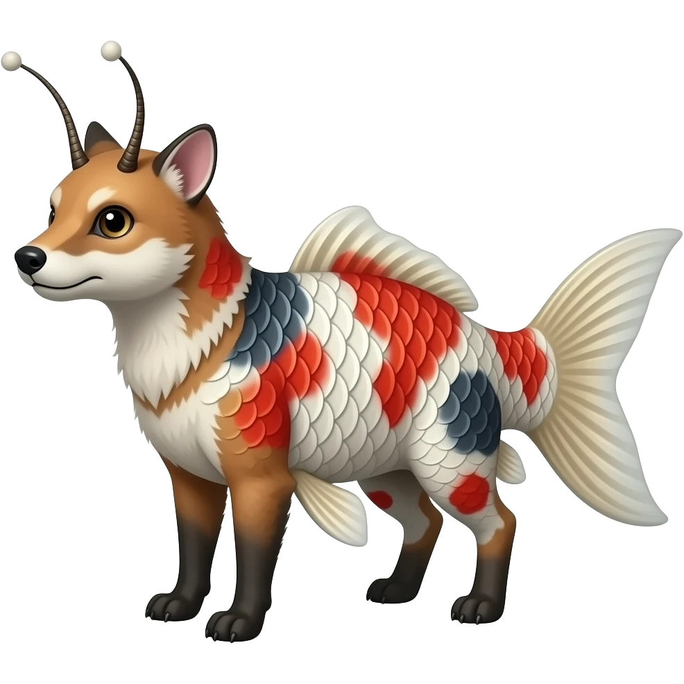 edgy Damask mutant koi-civet-genet-hybrid with antennas emoji