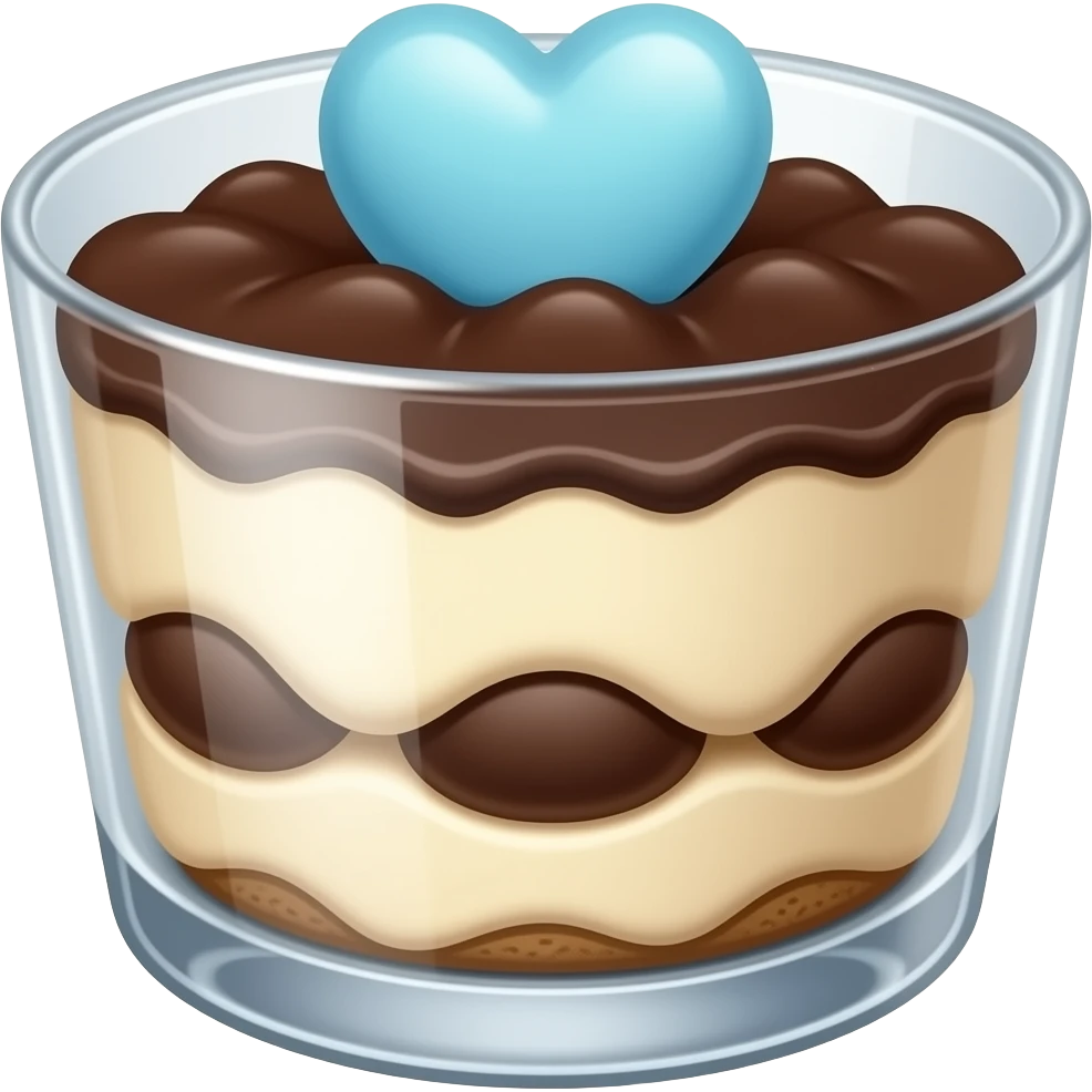 chocolate basic tiramisù in glass made with 🩵 emoji