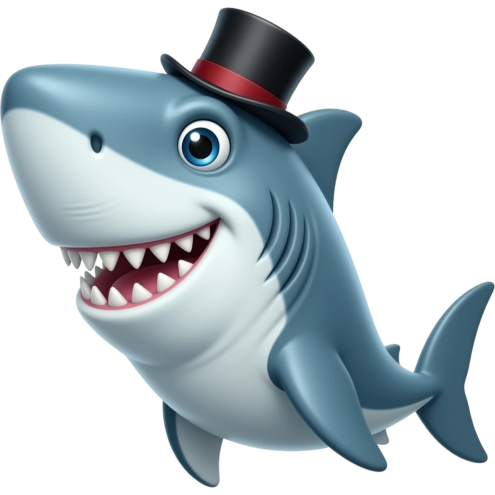 Shark with a top hat emoji