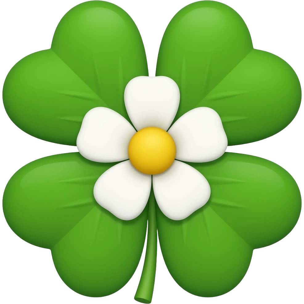 four-pointed clover with a flower in the center emoji