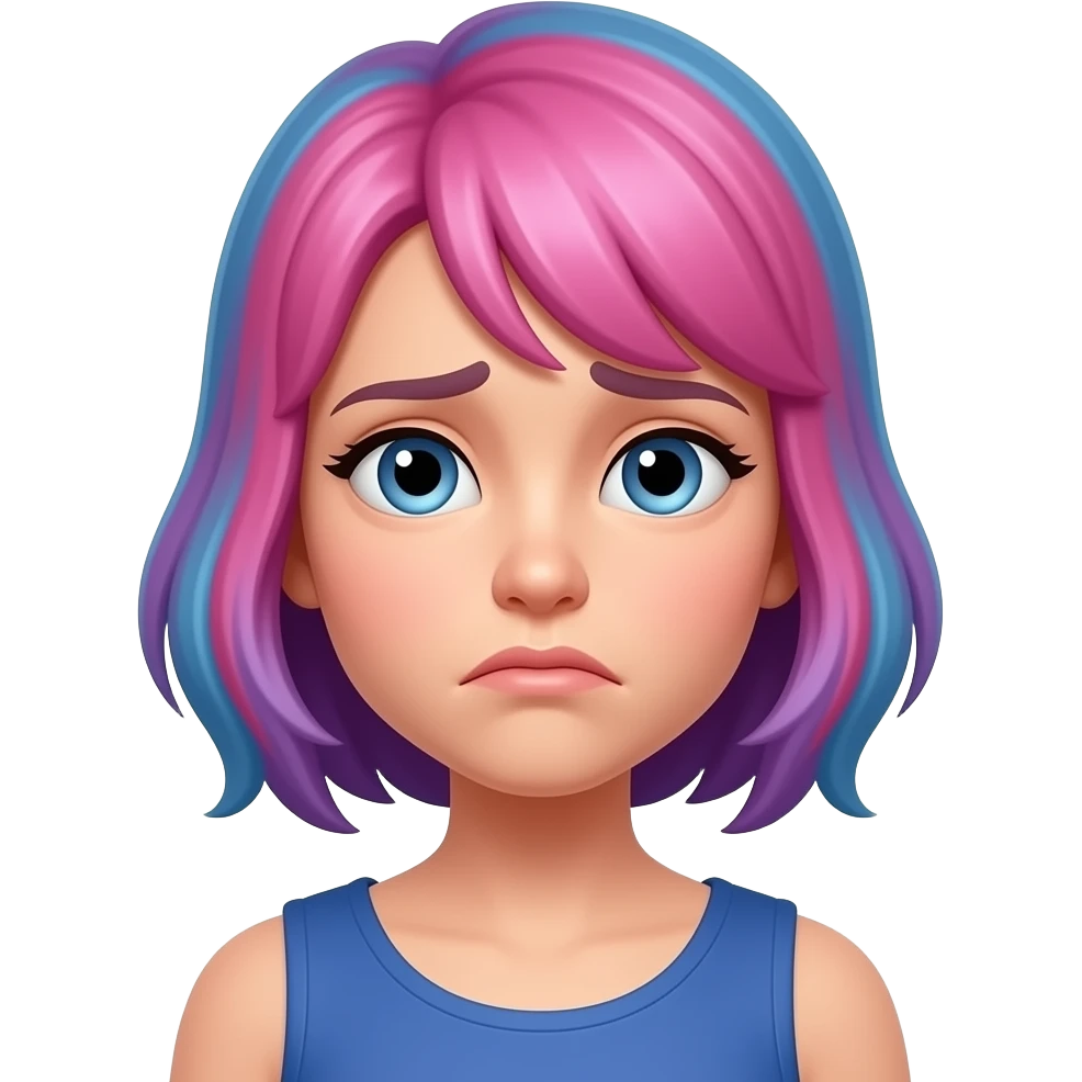 ผู้หญิงผมสี ทำหน้าเศร้า emoji