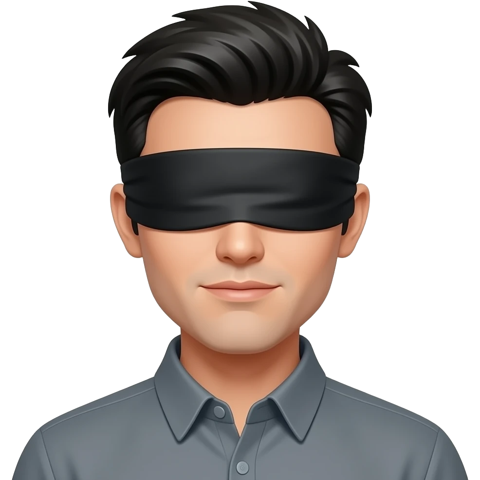 man with black hair blindfolded emoji
