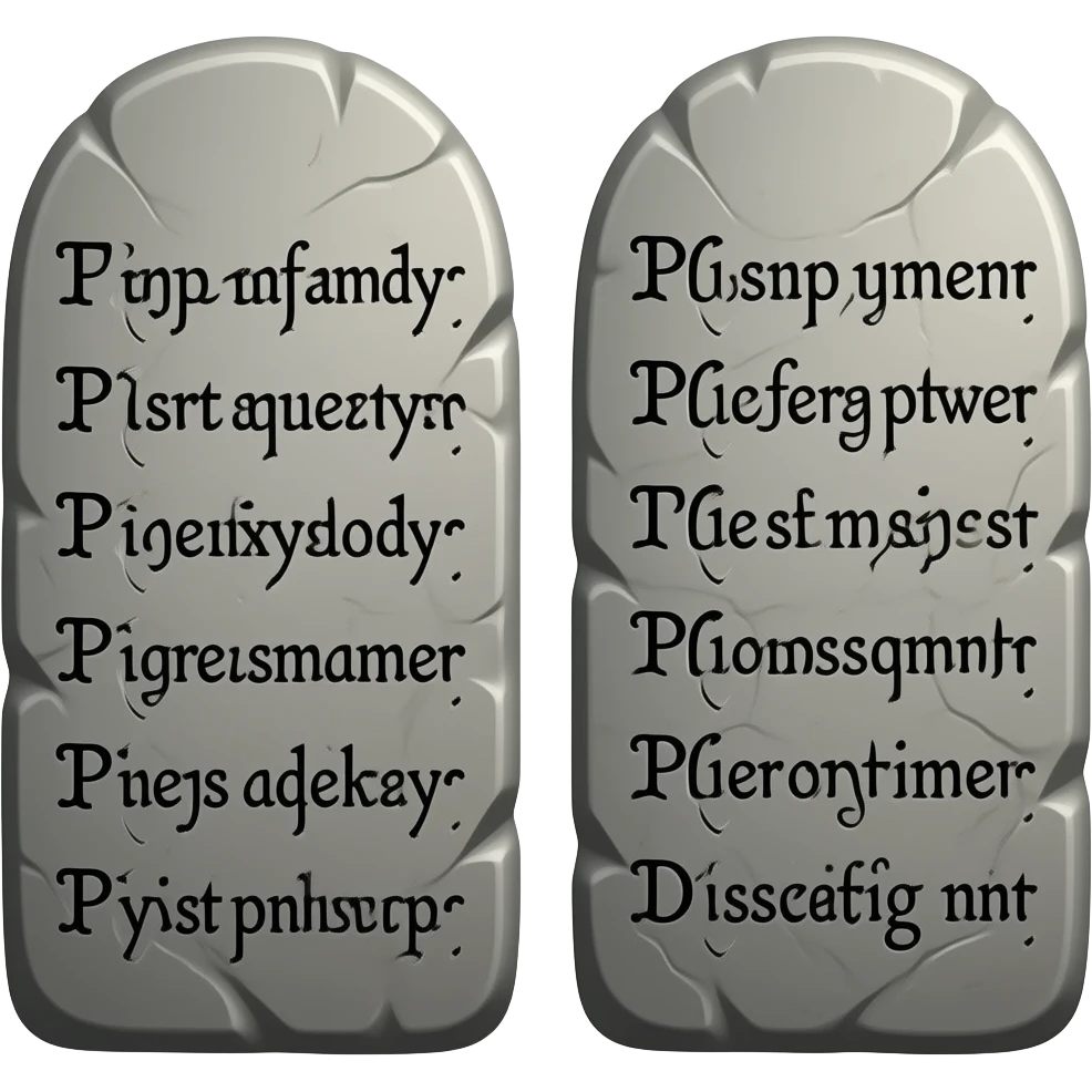make the 10 commandments (5 on each stone) with scribbles as words emoji