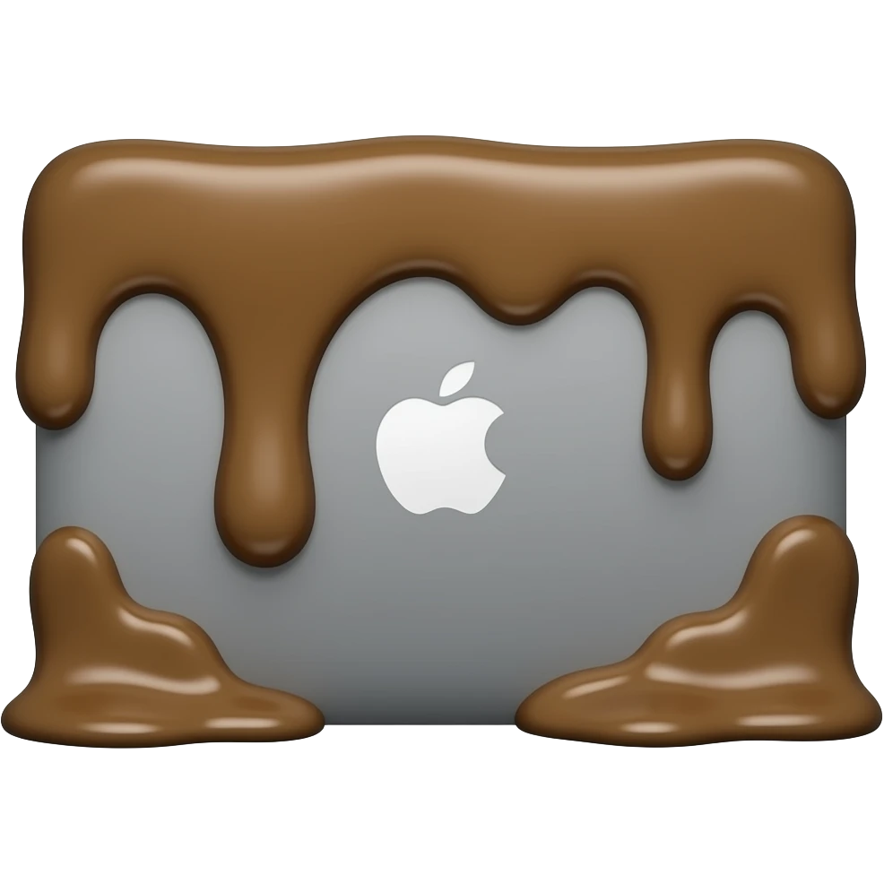 macbook covered in poop shit emoji