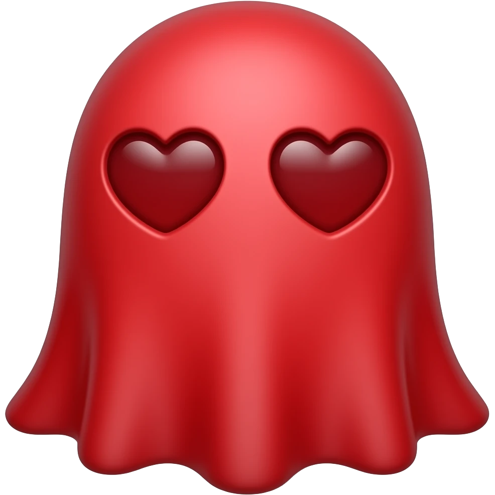 Ghost with heart eyes red emoji