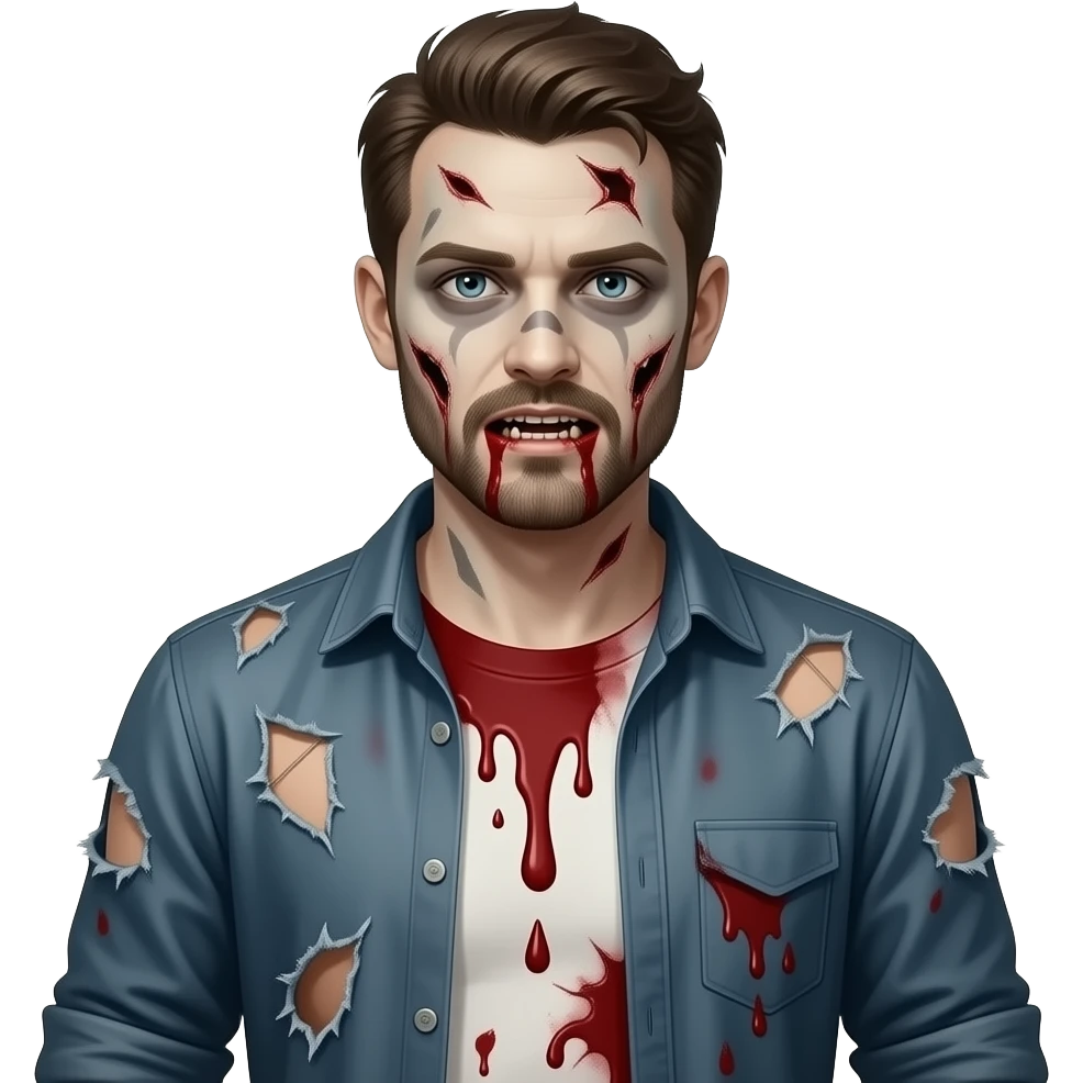 man wearing zombie cosplay emoji