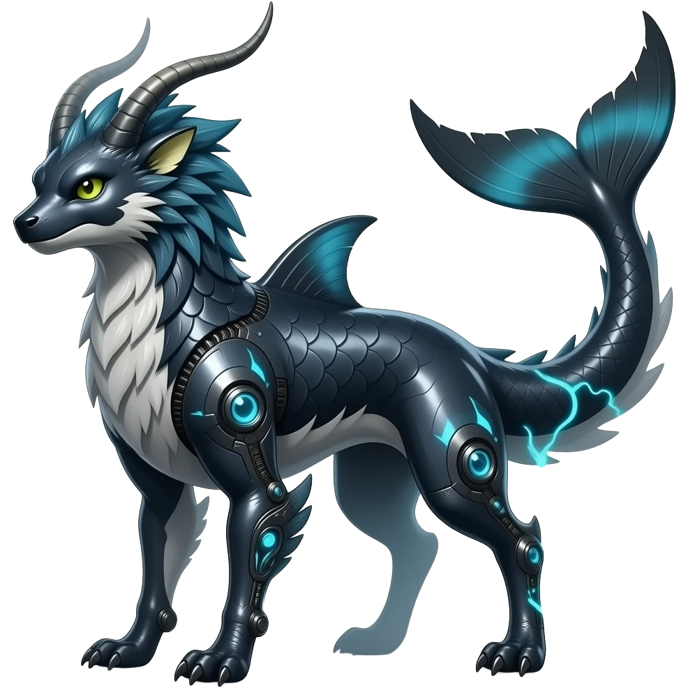 Tough realistic glossy feathery oily smooth Quadrupedal digitigrade shiny glossy smooth finned frilled gothic tall slim unique epic legendary shiny edgy cool cyberpunk-solarpunk-fantasy-Sharpedo-Sceptile-Sprigatito-Flyogn-Vaporeon-Electrike-Fakémon-hybrid with an orca tail emoji