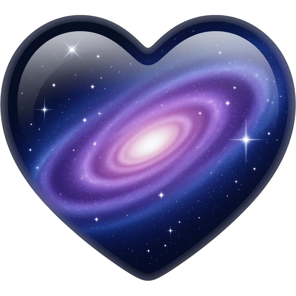elegant glass navy lavender galaxy heart emoji