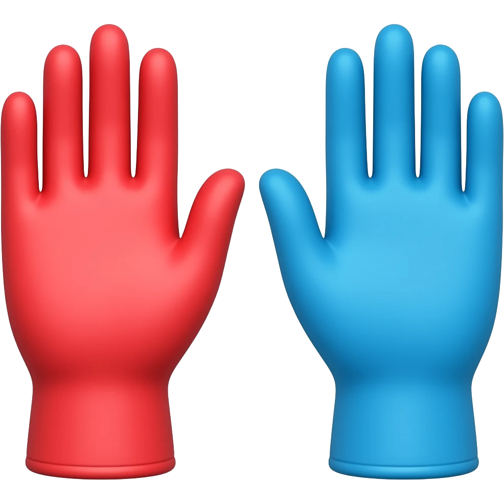 red and blue two gloves emoji