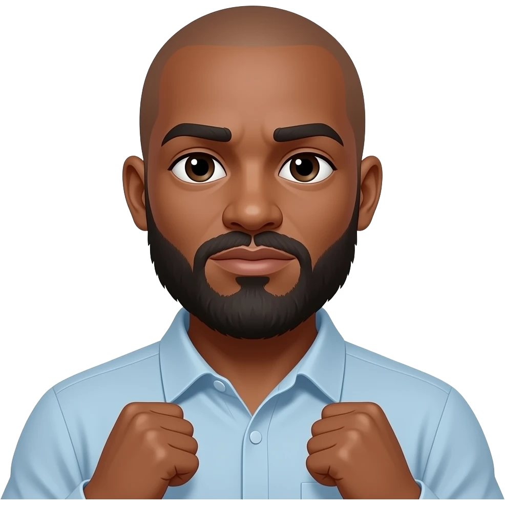 Create an light skinned bald black guy with beard and mustache doing the shrug like this 🤷🏽 emoji