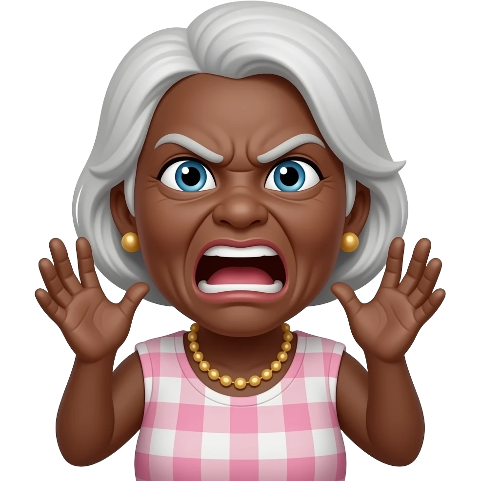 angry black ethnicity old grandma yelling emoji | AI Emoji Generator