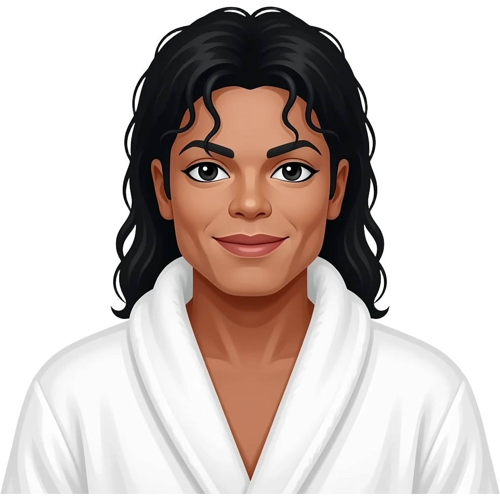 Сгенерируй Майкла Джексона в белом махровом халате emoji
