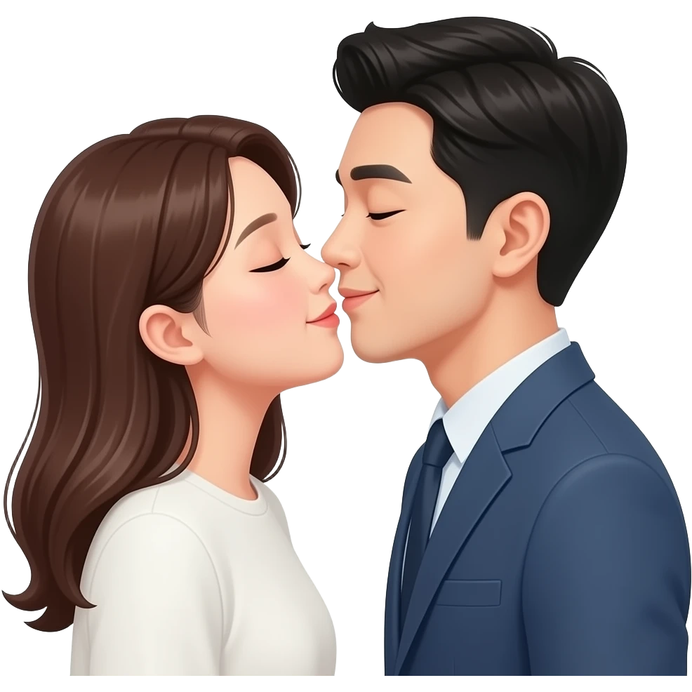 볼에 키스하는 한국인 커플 emoji