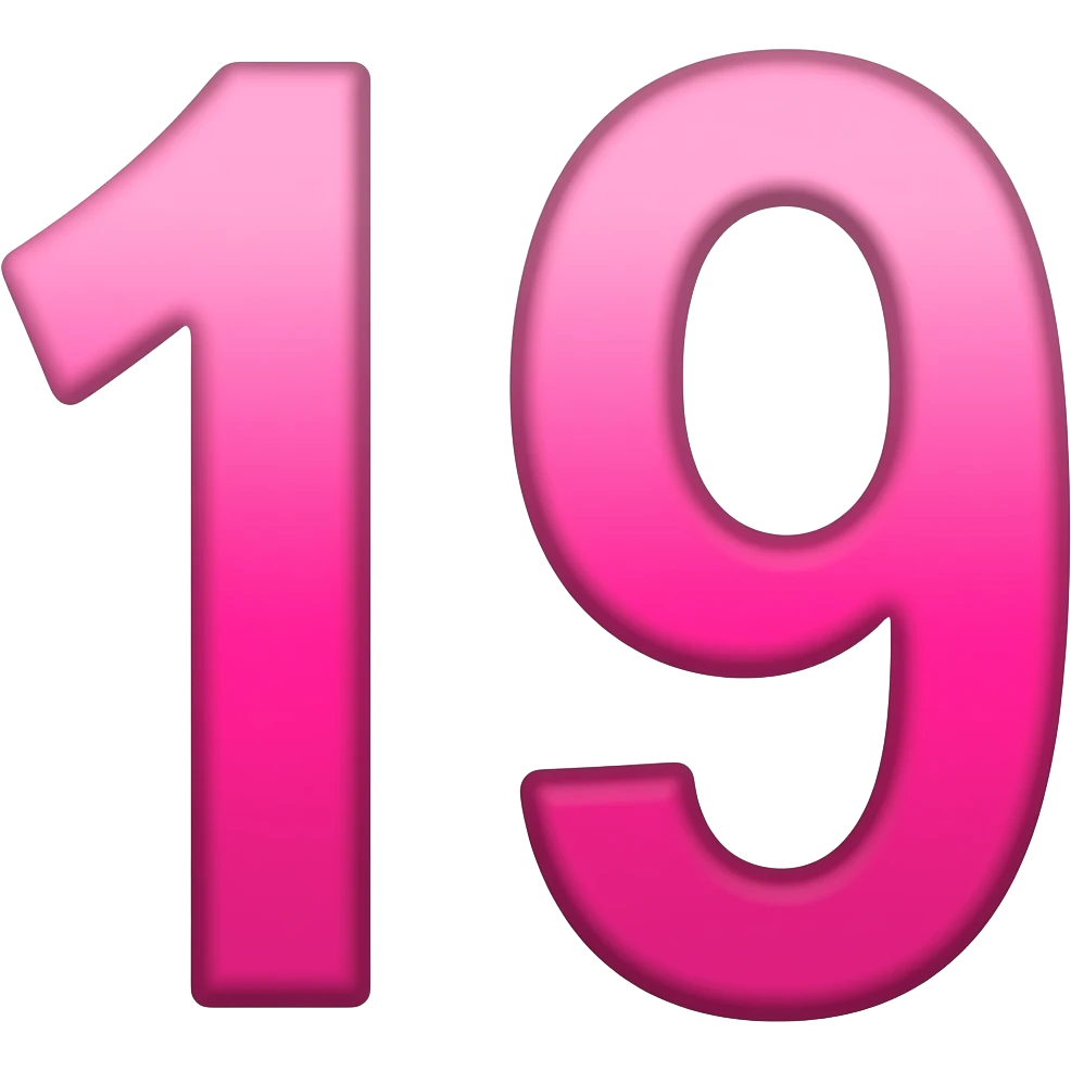 Цифра 19 с розовом шрифтом emoji