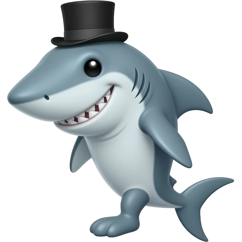 Shark with a top hat emoji