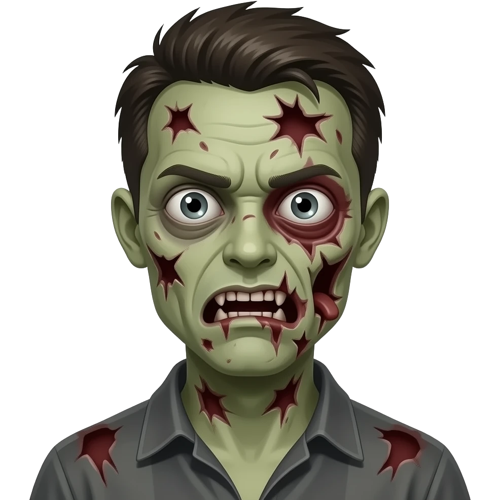 create a scary zombie with missing skin emoji