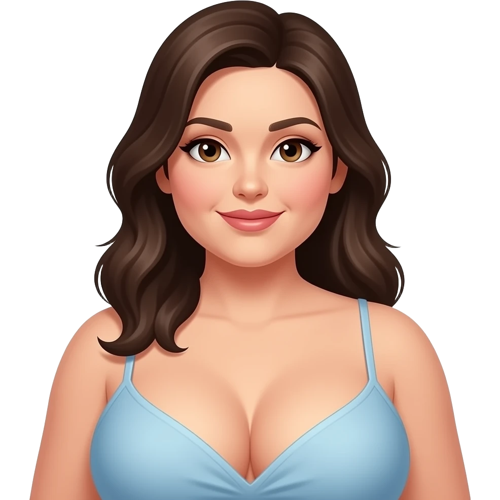brunette chubby white woman with big boobs emoji