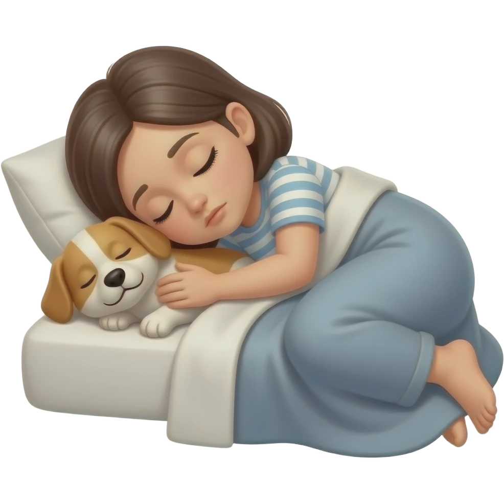 mujer durmiendo incomoda para no mover a su mascota emoji