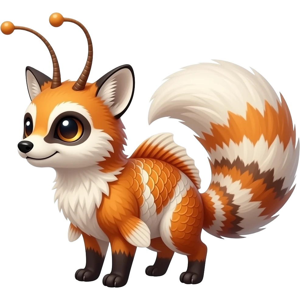 edgy Damask mutant koi-civet-genet-hybrid with antennas emoji