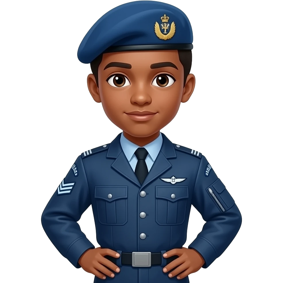 royal airforce air cadets brown skin14yr old with blue beret make it look cool emoji