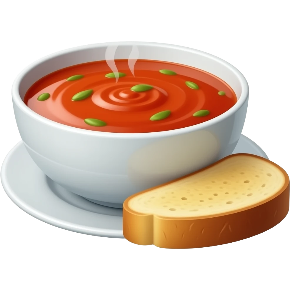 a bowl of soup and a toast emoji