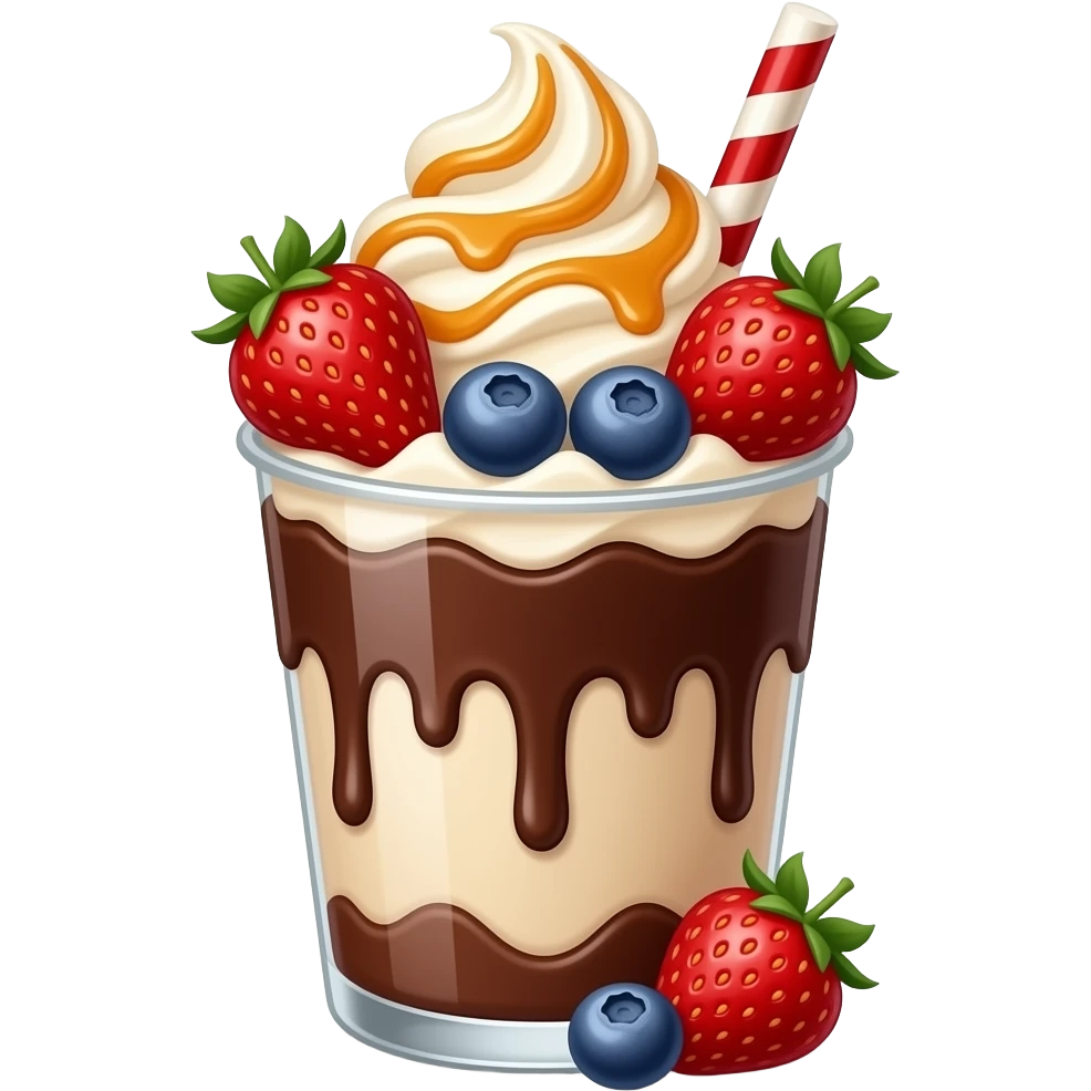 ice cream sundae with fruit in a glass cup without a cone emoji