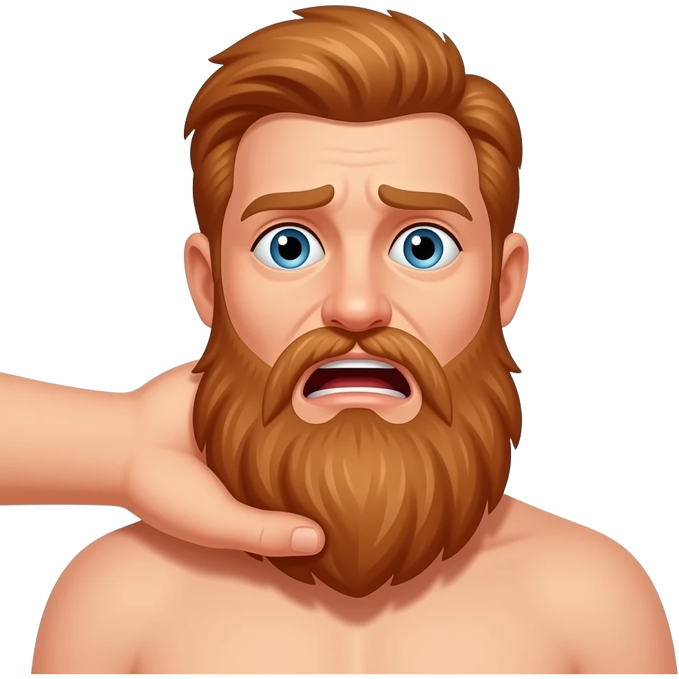 Choke hand scared naked man with long red beard emoji