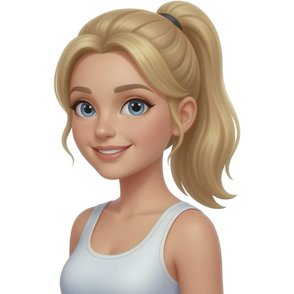 blonde girl with ponytail portrait emoji