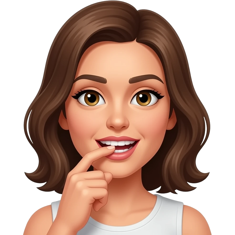 Una mujer mordiendo la uña con los dientes emoji