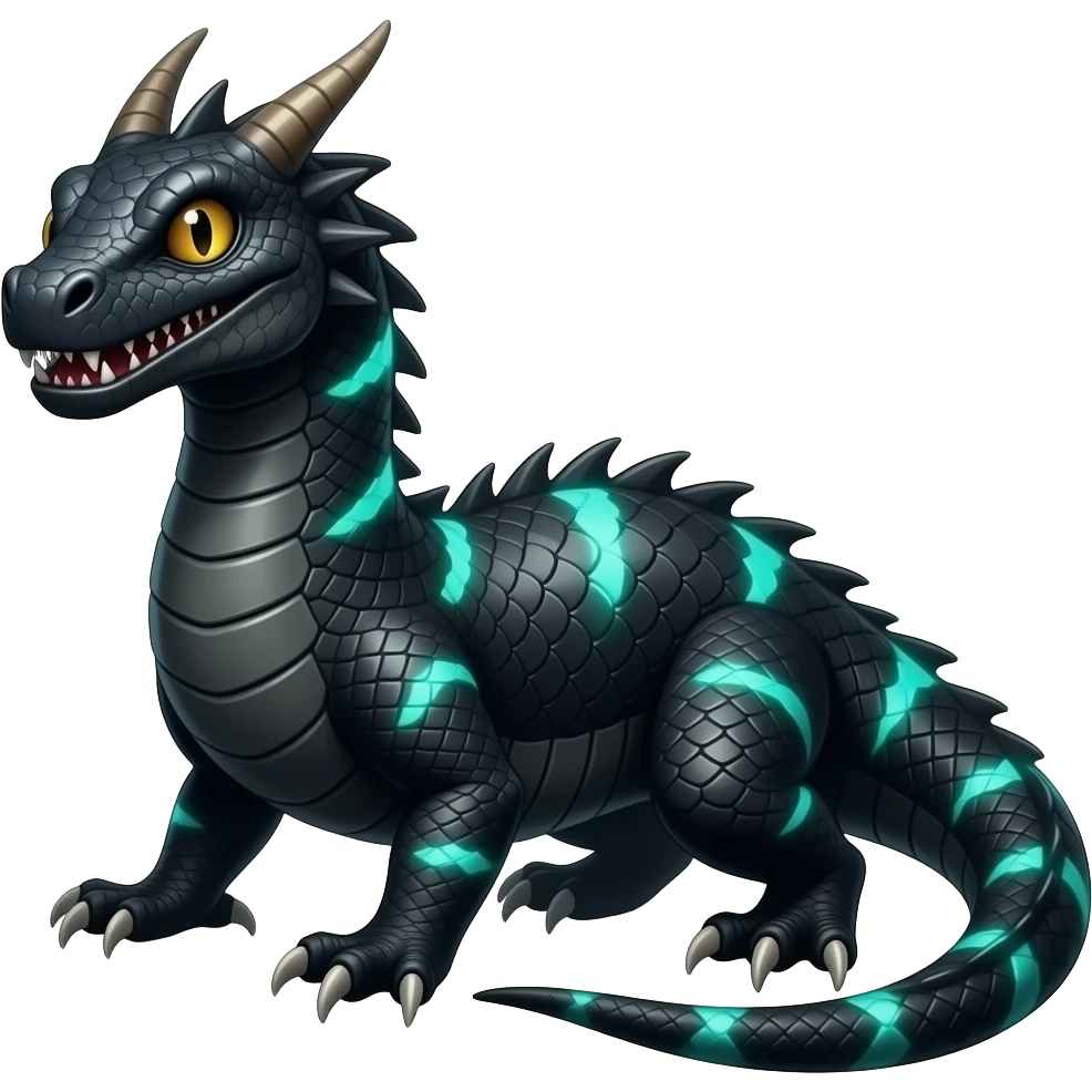 Cool edgy ancient black-scaled with neon-colored stripe markings emoji
