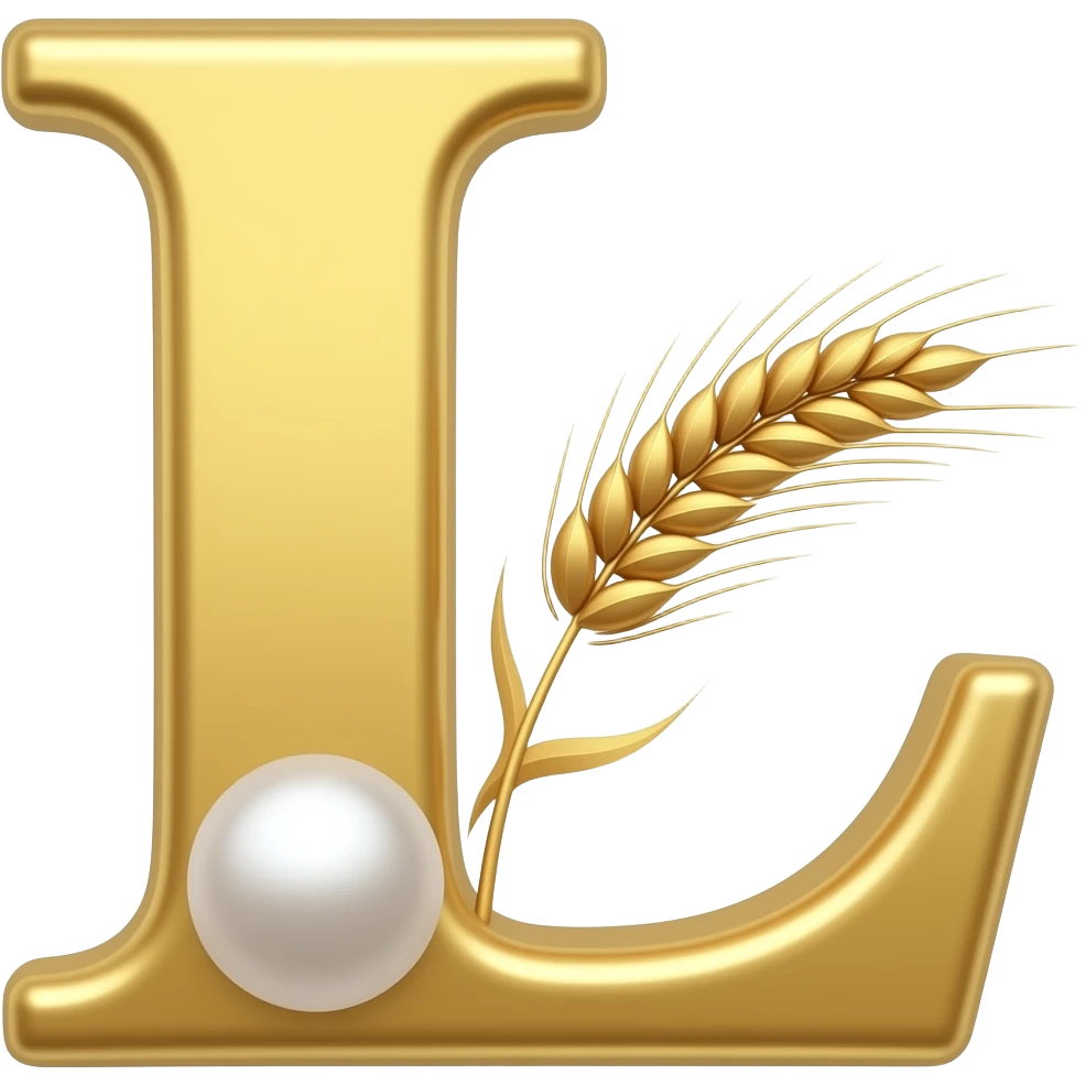 The letter L with a pearl and a crop emoji