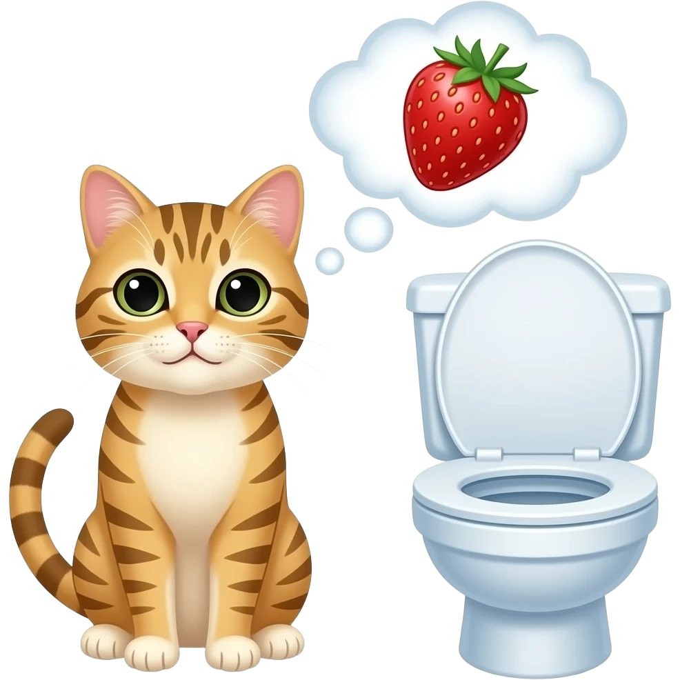🐱🍓💭🚽 cat I need toilet emoji