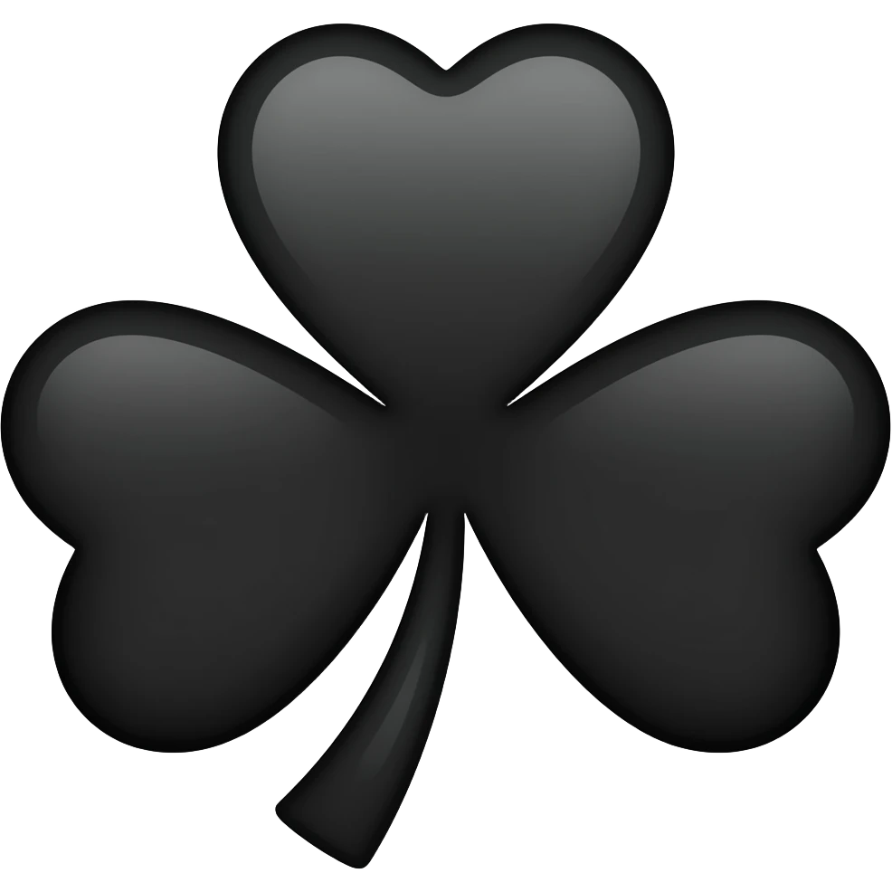 Trébol negro de 5 hojas con los extremos redondeados emoji
