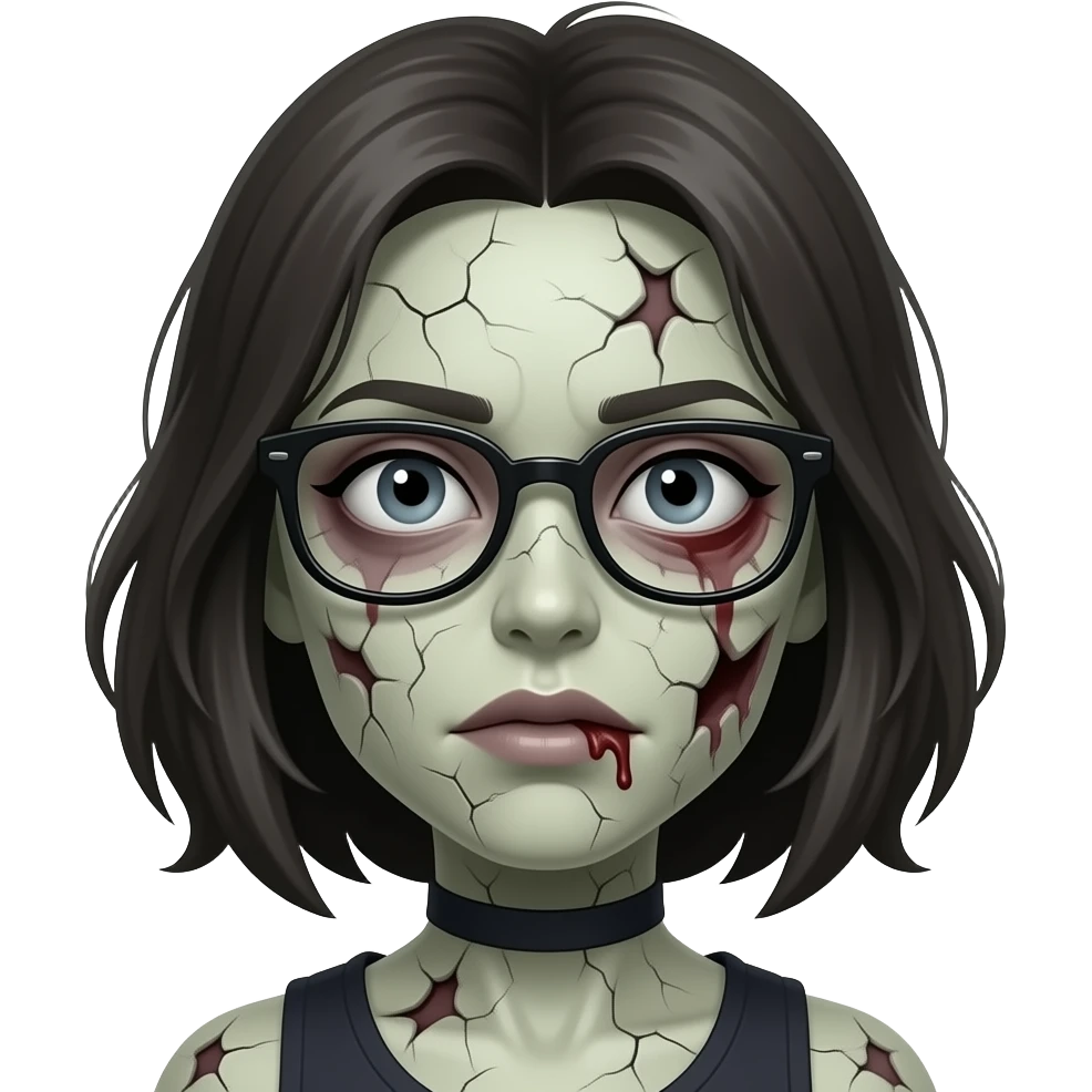 female zombie with glasses emoji