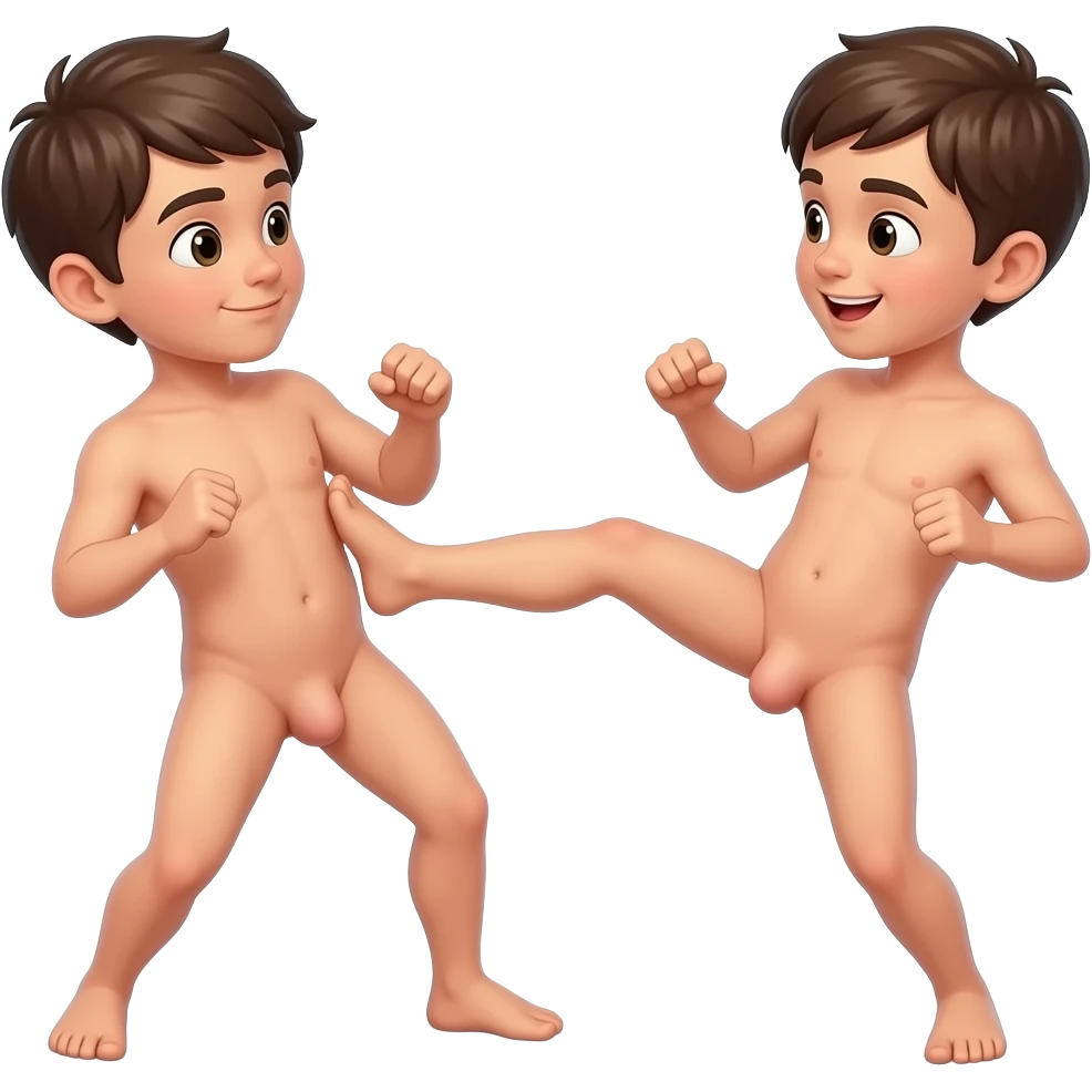 2 Boys talls naked fight kick the penis the one emoji
