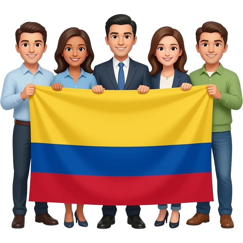 a group of people ohlding a colombia flag emoji