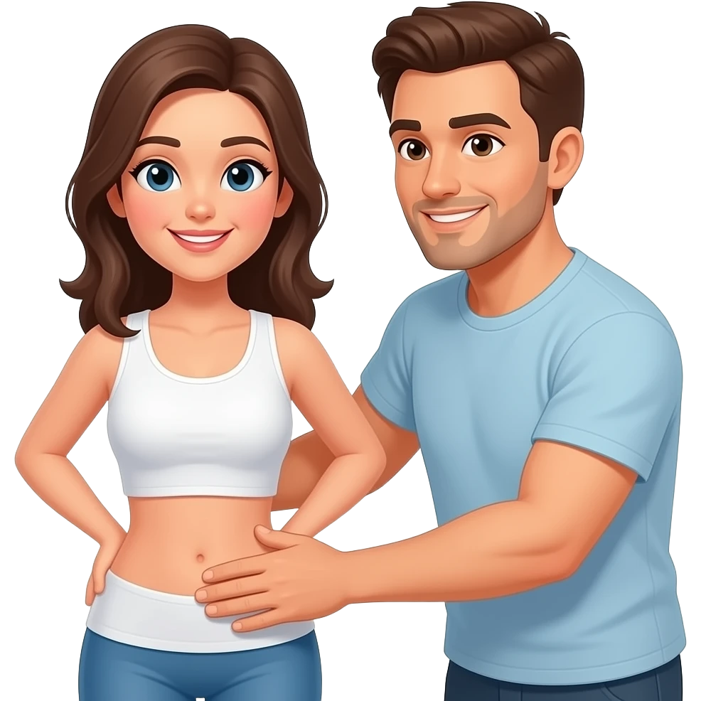 Man massaging the low back to a woman emoji