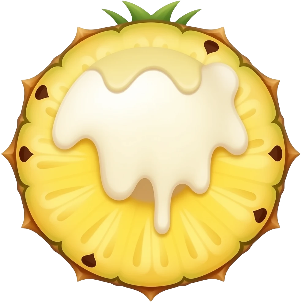“pineapple mixed with ice cream, melting top, colorful design” emoji