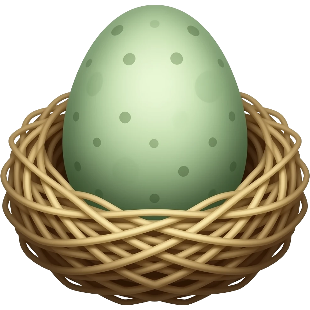 Green and brown speckled eggs in nest emoji